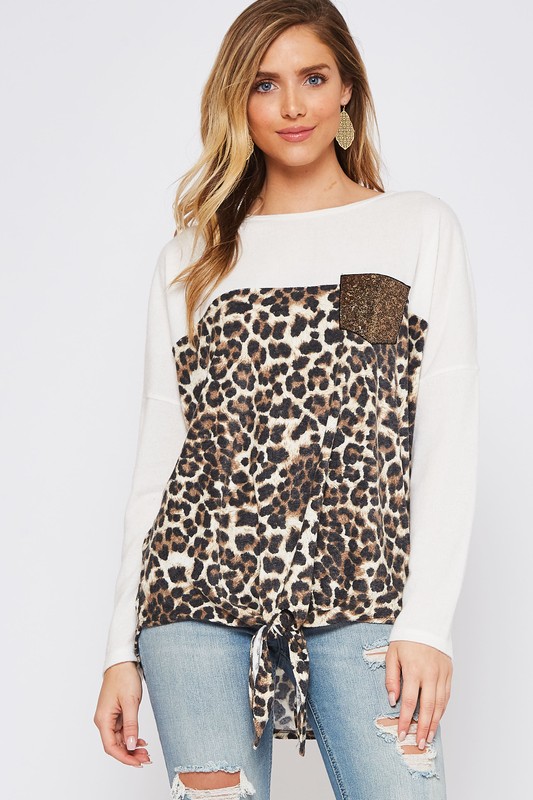 The Sequin Ivory Leopard Top