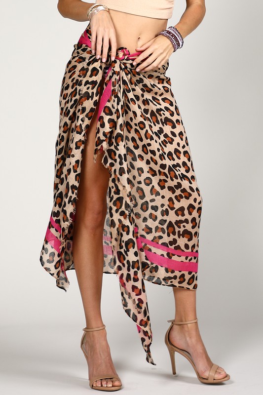 Urbanista Leopard Scarf with Pink Stripe As A Skirt