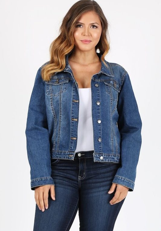 Bagel Plus Size Denim Jacket front view